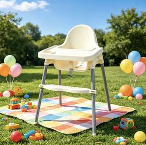 Silla Alta Portátil y Ajustable para Bebé con Patas <span class=keywords><strong>de</strong></span> Acero Inoxidable, Bandeja Desmontable y Reposapiés - Product Image 3