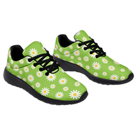 Chaussures de course personnalisées à imprimé floral marguerite verte pour hommes et femmes, respirantes, légères, avec logo personnalisé, baskets de sport décontractées