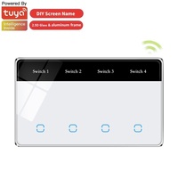 Interrupteur intelligent à écran tactile, norme américaine, personnalisable, Wi-Fi, 1 voie, avec verre trempé 2.5D et cadre métallique en aluminium, 2.4GHz