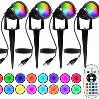 Projecteur LED RGBW 6W 10W IP65 pour jardin, pelouse, extérieur, étanche, super lumineux, réglable, décoratif pour aménagement paysager
