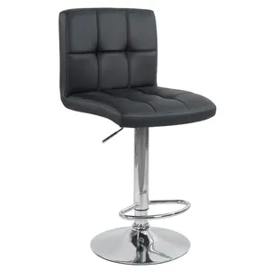 Taburete giratorio de cuero para cocina, silla moderna de lujo nórdica con patas cromadas, alta calidad