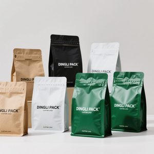 Tùy chỉnh in cấp thực phẩm nhựa đáy phẳng Túi Dây Kéo Túi cho bột protein Trà hạt cà phê bao bì - Product Image 2