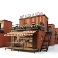 Kiosque de restauration rapide préfabriqué en conteneur rustique de 30 pieds sur deux étages pour cafés, restaurants, marchés de rue et services de traiteur