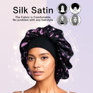 SOLPOP Turbante Personalizzato Stile Boho a Strato Singolo in Raso, Cappello per <span class=keywords><strong>Parrucchieri</strong></span>, Cuffia per Capelli da Notte con Elastico Morbido - Product Image 2