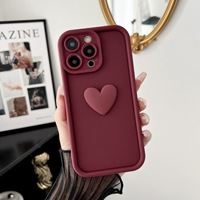 Coque de Téléphone Luxe et Tendance en Forme de Cœur pour iPhone 16 15 14 13 12 11 Pro Max – Protection TPU Noire, Vente en Gros