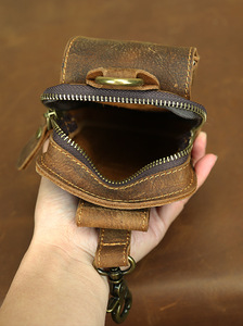 Vintage çılgın at deri bel çantası ilk katman dana bel çantası hakiki deri çok fonksiyonlu 7 inç telefon asılı çanta - Product Image 4
