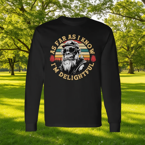 As Far As I Know I'm Delightful Monkey - Camiseta de manga larga con cuello redondo unisex para adultos, camiseta promocional - Product Image 3