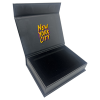Boîte cadeau de luxe personnalisée en papier noir avec couvercle rabattable, fermeture magnétique en carton, insert en éponge gaufré mat, recyclée, pour crème pour le visage