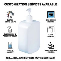 Bouteilles à pompe carrées en PE blanc en stock, vente en gros, flacons distributeurs vides personnalisés pour sous-conditionnement de liquides