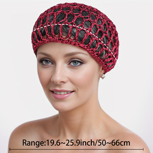 Filets à cheveux en maille pour femmes, bonnets de nuit au crochet, snoods, bonnets de sommeil, couvre-têtes de nuit, turbans, filets à cheveux tricotés faits main, enveloppes pour cheveux - Product Image 2