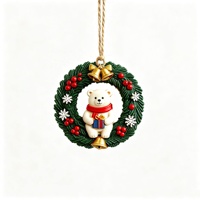Pendentif pingouin skieur en résine, ornement de Noël à suspendre à l'arbre, avec chapeau de Père Noël, écharpe et boîte cadeau, décoration de fête pour la maison, animal de dessin animé