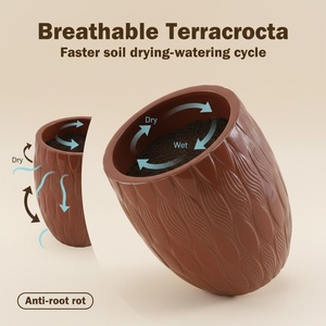 ชุดกระถางดอกไม้เซรามิกขนาดใหญ่ 3 ใบ ทนทาน มีรูระบายน้ำ ผิวเคลือบเงา ดีไซน์ทันสมัย เหมาะสำหรับห้องรับประทานอาหารและสวน - Product Image 5