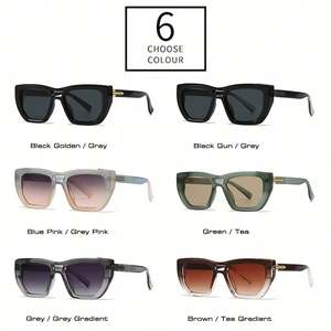 Gafas de Sol con Logotipo Personalizado, Moda 2025, Montura Grande, Lentes Degradadas, Protección UV400, Remaches, Estilo Ojo de Gato, para Hombre y Mujer - Product Image 4