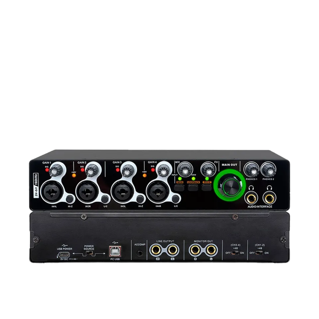 New Model Foreign Trade USB Four-Input Two-Output Driver-Free Adjustable Voice Microphone Amplifier 2000-2499mAh Sound Card