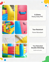 Château gonflable de sécurité pour l'escalade avec rembourrage souple, thème girafe, maison de saut durable en PVC avec filet de protection