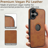 Étui de protection pour téléphone portable en cuir PU pour iPhone 16 Pro Max/16 Pro/16 Plus/16 Premium, protection intégrale, antidérapant