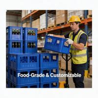 Boîte de stockage logistique en plastique perforé, empilable, durable, écologique, recyclable, pour 24 bouteilles, caisses à bière, personnalisées