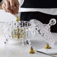 Wholesale Crystal Clear Glass Sugar Jar Sugar Glass Bowl Candy Sweet Pot with Lid