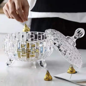 도매 크리스탈 투명 유리 설탕병 설탕 유리 그릇 사탕 보관 용기 뚜껑 포함 - Product Image 2