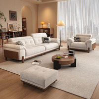 Canapé d'angle trois places en cuir PU et bois, design italien, blanc, moderne, luxe léger, pliable, pour salon