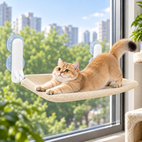 Hamac pour chat en tissu le plus vendu, sans installation requise, ventouses, pliable, lavable ; lit respirant pour animaux de compagnie toute l'année pour chats