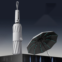 Nouveau parapluie extérieur personnalisable à trois plis, à ouverture automatique, en pongee, avec sangle élargie, 10 baleines, résistant au vent, imperméable et anti-UV