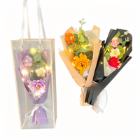 Bouquet de fleurs préservées faites à la main, fleurs au crochet créatives, fleurs tricotées finies, 35 cm, décoration pour la Saint-Valentin, cadeau respectueux de l'environnement