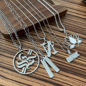 Collares de Joyería de Moda, Collar Personalizado de Acero Inoxidable Plateado para Hombre, Collar con Pedrería - Product Image 6