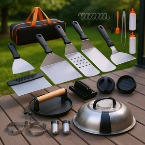 Kit d'accessoires pour plancha en acier inoxydable 28 pièces, spatule pour grill plat, outils de barbecue, lavable au lave-vaisselle, durable - Product Image 2