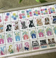 Set di Mahjong Americano di Lusso Moderno in Acrilico Inciso a Doppio Strato, Colore Viola Chiaro, 160 Tessere, Portatile per Intrattenimento all'Aperto e Feste