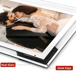 Sparkly Mirrored 6inch Rectangle Transparent Silver Glass Crystal Photo <b>Frame</b> for Wedding Display Creative Glass Picture <b>Frame</b> - Product Image 3