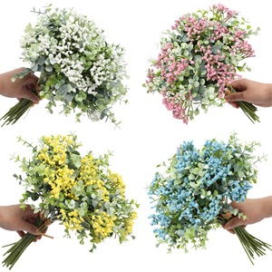 Nouveau bouquet de fleurs artificielles en eucalyptus et gypsophile, en plastique, pour mariage, décoration intérieure et accessoires de photographie - Product Image 1