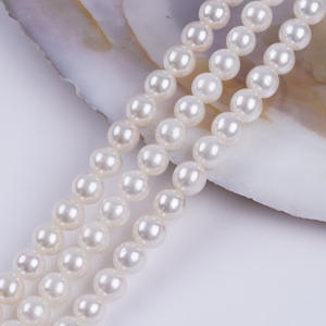 สร้อยไข่มุกน้ำจืดทรงกลมขนาด 8-9 มม. เคลือบน้ำมันเงางาม แบบกึ่งสำเร็จรูปสำหรับงาน DIY ไข่มุกหลวมขายส่งจากจูจี - Product Image 1