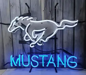 Tanda Neon untuk dekorasi dinding inin Mustangs lampu tanda pria Cave Bar Pub Bir lampu hadiah tabung kaca Neon