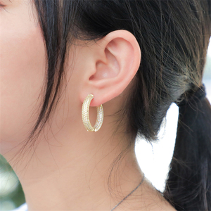 Boucles d'oreilles punk en forme de cercle, bijoux pour hommes, nouvelle mode urbain, Hip-Hop, en argent glacé, en diamant - Product Image 6