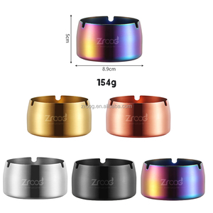 Cenicero de acero inoxidable de diseño clásico, <span class=keywords><strong>sin</strong></span> <span class=keywords><strong>humo</strong></span>, inodoro y a prueba de viento, para mesa de oficina en casa o Patio al aire libre - Product Image 2