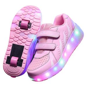 Kids' Rechargeable Led Light Up Roller Shoes Dual Wheel Black White Mesh Lining Size 27 43 - Product Image 4