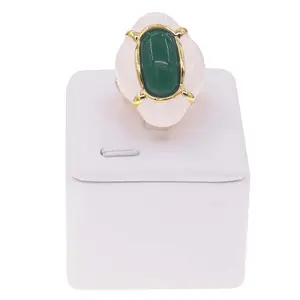 Новое Ювелирное кольцо из нержавеющей стали 24k позолоченные ювелирные изделия из смолы зеленый Дубай кольца в европейском и американском стиле ювелирные изделия для женщин