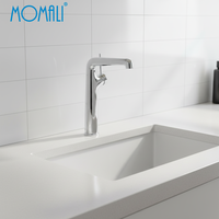 Robinet de lavabo simple trou Momali en laiton avec cartouche céramique, finition noir gunmetal, poignée unique, eau froide/chaude