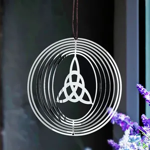Magic Celtic Knot 3D Flowing Wind Chimes Stainless Steel Hanging Decorations In The Outdoor Garden