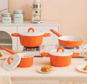 Nuovissimo set <span class=keywords><strong>di</strong></span> pentole a induzione rosa in padella antiaderente Non tossico <span class=keywords><strong>padelle</strong></span> in ceramica/PTFE - Product Image 3