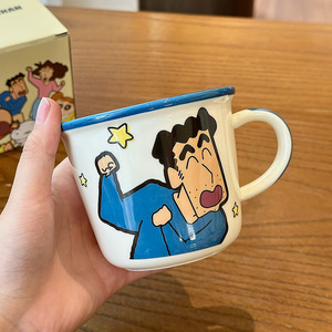 Tasse en céramique Crayon Shinchan motif Hiroshi bleu avec poignée, tasse individuelle pour cadeau familial, été 2025 - Product Image 1