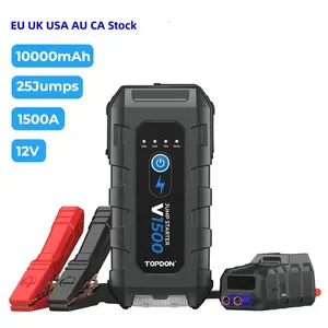 TOPDON 아메리카 호주 EU 영국 CA 주식 V1500 12V 1500A 10000mAh 미니 휴대용 배터리 부스터 파워 뱅크 팩 자동차 점프 스타터