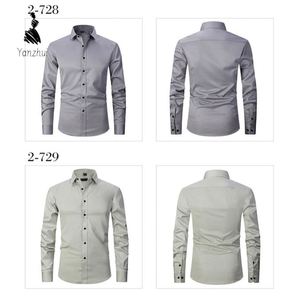 Chemises habillées pour hommes S-8XL Nouveauté Unies Manches longues Décontractées Coupe ajustée Respirantes Noir et Blanc Vêtements masculins sociaux - Product Image 2