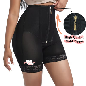Bragas de compresión firmes para mujer, bragas con control de barriga, faja ajustable para levantar los glúteos, entrenador de cintura, pantalones cortos ajustados con cremallera dorada - Product Image 2