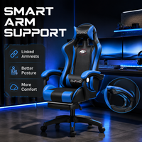Fauteuil de jeu AOR avec surface en cuir, design ergonomique, base inclinable et pivotante - pour la maison, le bureau et les cybercafés