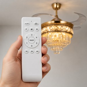 Gold Crystal Invisible Ceiling Fan with 3-Color Dimmable Light - Super Quiet 6-Speed Reversible Fan for Living Room and Bedroom - Product Image 4