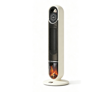 Chauffage tour PTC à effet flamme U-8 2000W avec télécommande tactile, oscillation automatique 60°, coupure automatique en cas de renversement, en plastique, pour usage commercial
