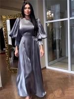 Robe élégante en satin à fines bretelles pour femmes, manches longues, manches lanternes, transfrontalière, Europe, États-Unis, RTS 2025
