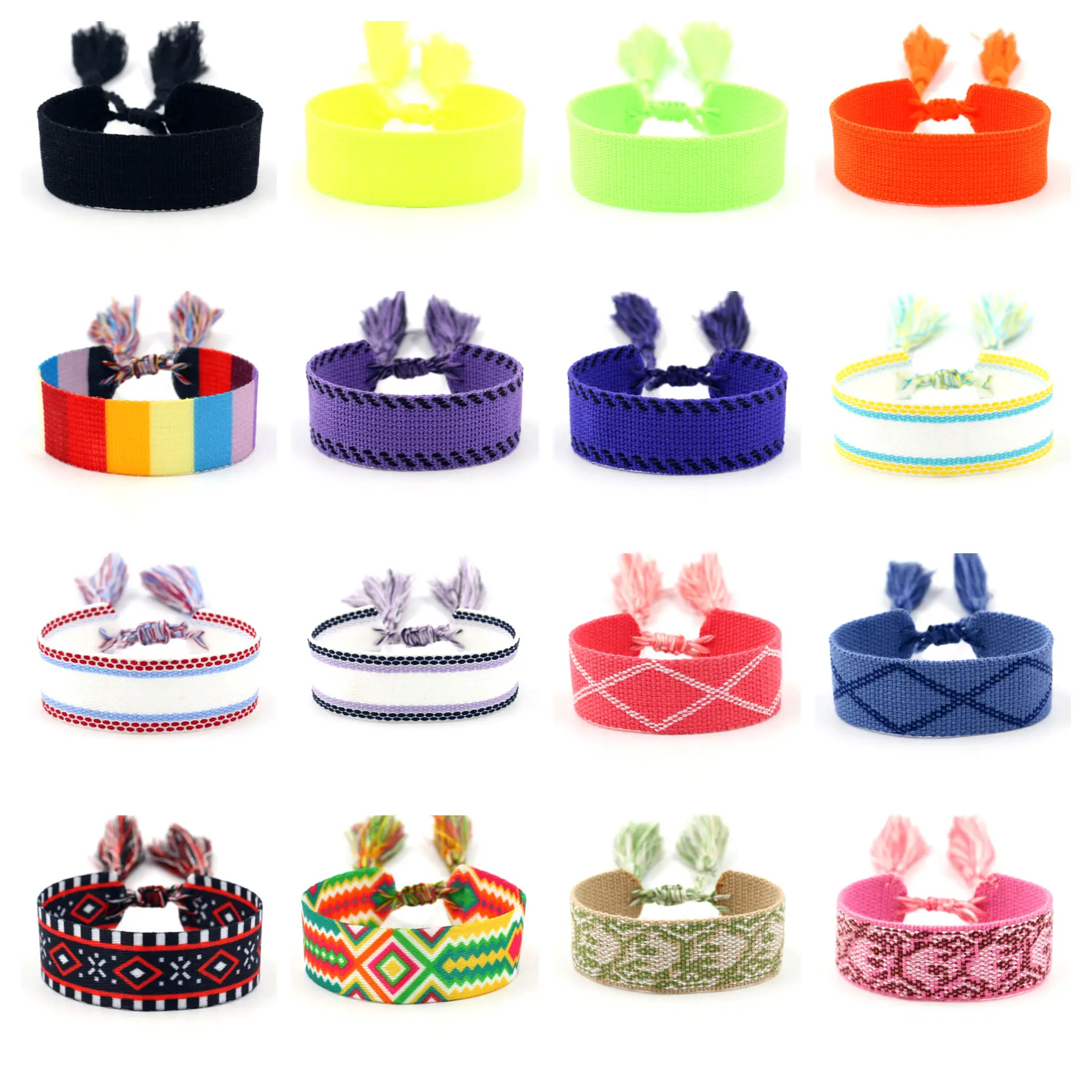 Embroidery Ethnic Friendship Woven Wrap Bracelets Knitted Custom Logo Adjustable Tassel Handmade Bracelets for women girls